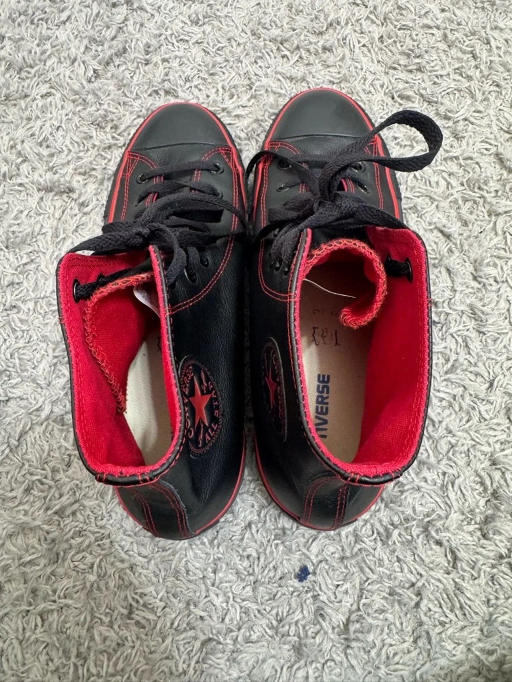 Converse Black High-Top Sneakers with Red Accents - Picture 8 of 11